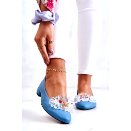 Alberto Violli Ženske kožne balerine s dekoracijom plava 1