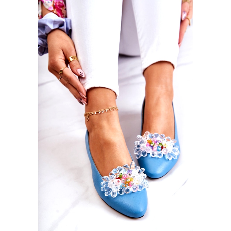 Alberto Violli Ženske kožne balerine s dekoracijom plava 5