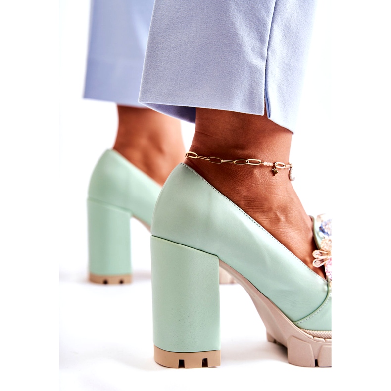 Inna Ženske pumpe s glatkim zelenim ukrasom zelena 3