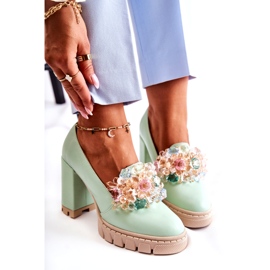 Inna Ženske pumpe s glatkim zelenim ukrasom zelena 4