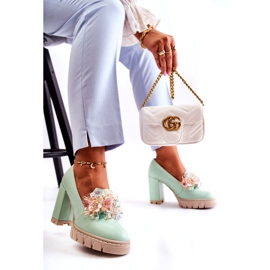 Inna Ženske pumpe s glatkim zelenim ukrasom zelena 5