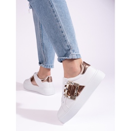 Bijele ženske tenisice sa zlatnim Shelovet umetkom bijela 2