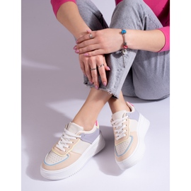 Raznobojne tenisice na debeloj Shelovet platformi bež 2