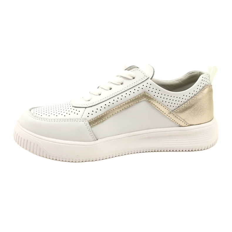 Bijelo-zlatne kožne tenisice na vezanje Evento 23PB08-5389 bijela 2
