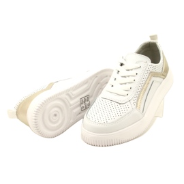 Bijelo-zlatne kožne tenisice na vezanje Evento 23PB08-5389 bijela 5