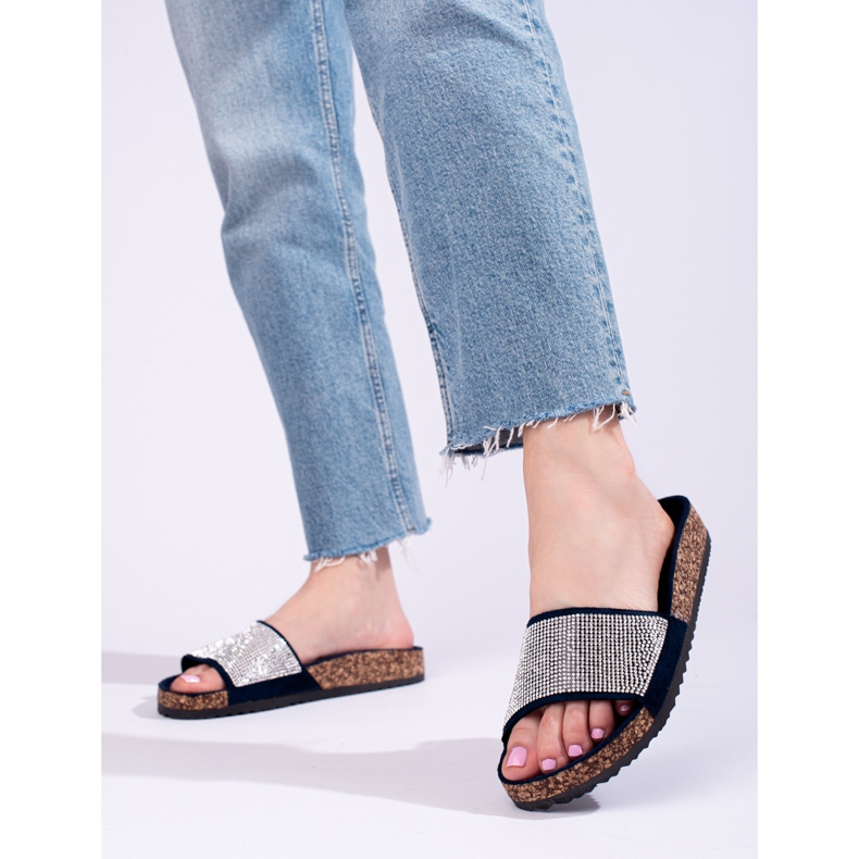 Mornarsko plave plutene japanke Shelovet s cirkonima plava 1