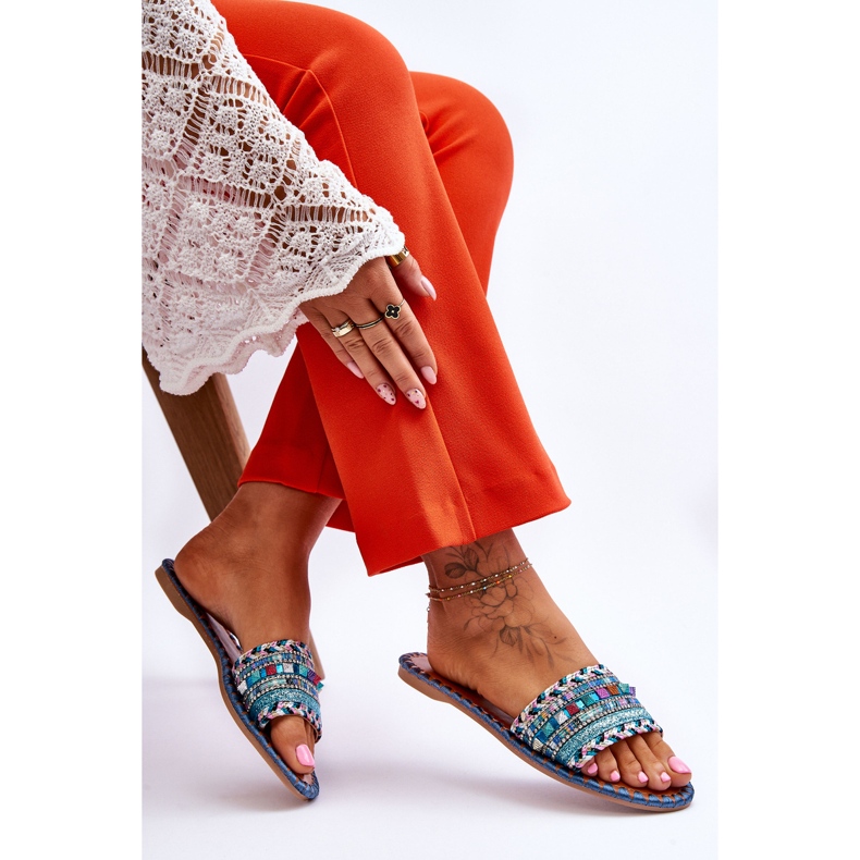 Ženske Bellisa plave ukrašene papuče plava 2