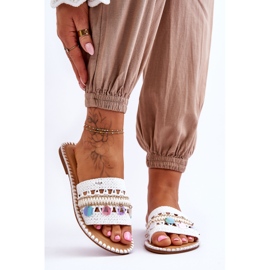 Ženske pletene ukrašene papuče Bijeli Millano bijela 1