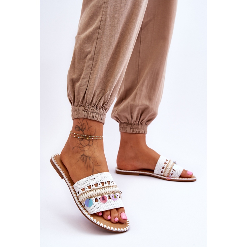 Ženske pletene ukrašene papuče Bijeli Millano bijela 2