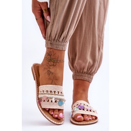 PS1 Ženske pletene ukrašene papuče Pink Millano ružičasta 1