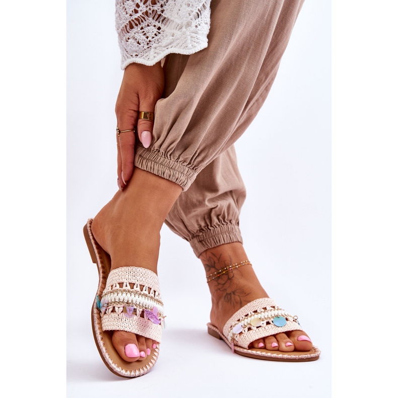 PS1 Ženske pletene ukrašene papuče Pink Millano ružičasta 2