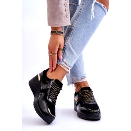 S.Barski Ženske kožne sportske cipele na wedge crne Rebeca crna 2