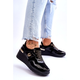 S.Barski Ženske kožne sportske cipele na wedge crne Rebeca crna 3