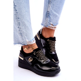 S.Barski Ženske kožne sportske cipele na wedge crne Rebeca crna 5