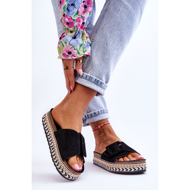 PS1 Ženske sandale na ukrašenu platformu crne Joyce crna 2