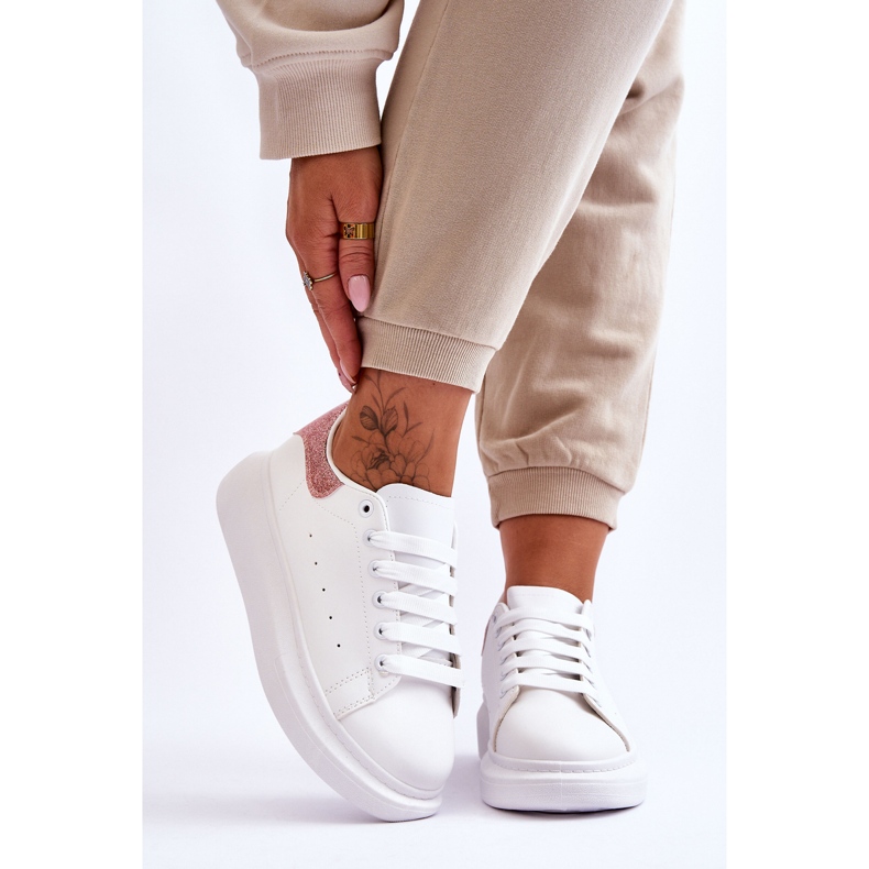 Ženske sportske cipele na svjetlucavoj bijelo-ružičastoj platformi Eliso bijela 1