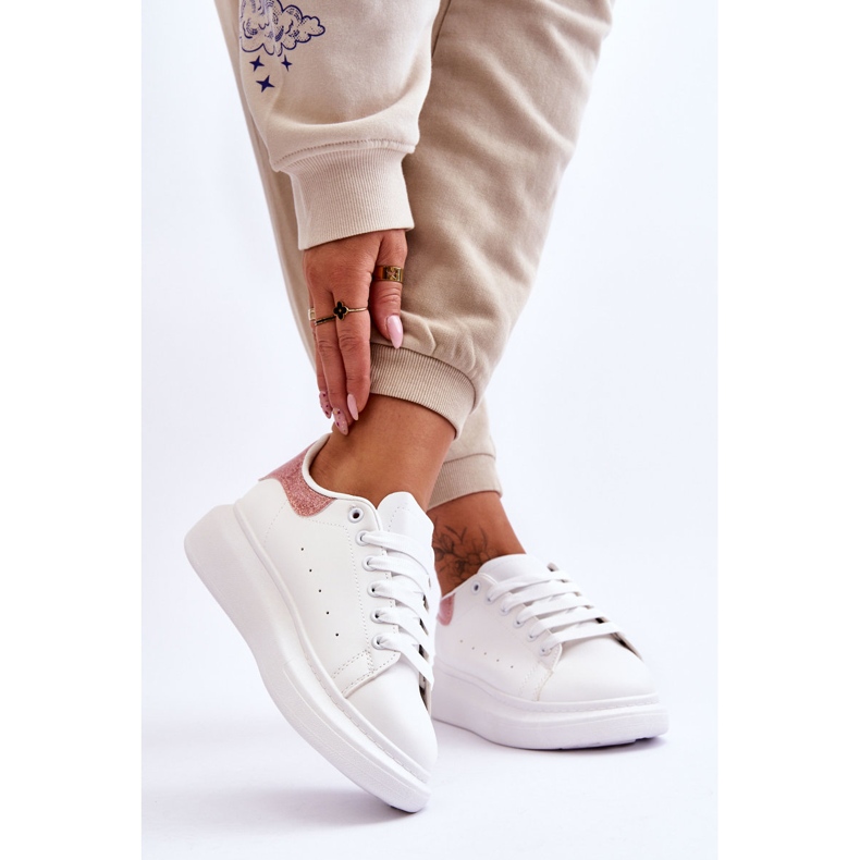 Ženske sportske cipele na svjetlucavoj bijelo-ružičastoj platformi Eliso bijela 2