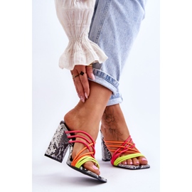 Papuče na visoku petu sa zmijskim remenima Neon Beckie crna 2