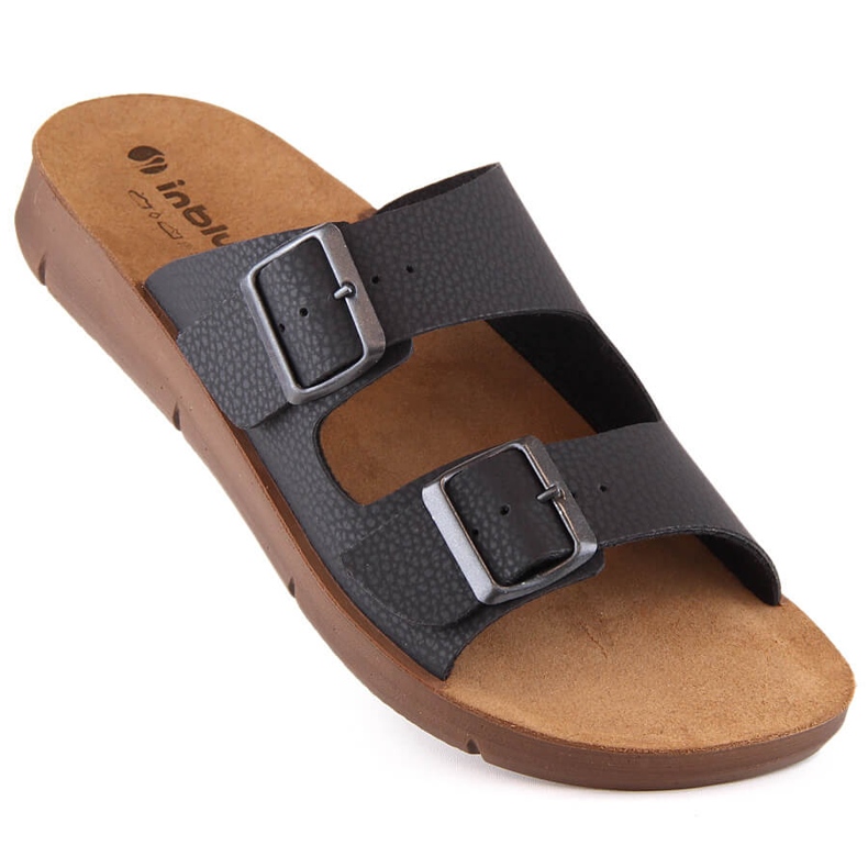 Udobne muške papuče s crnim kopčama Inblu CM000028-014 crna 1