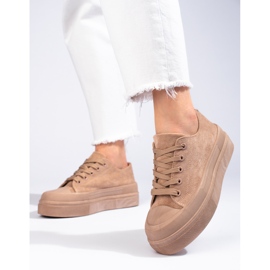 Visoke tenisice s platformom od brušene kože u bež boji Shelovet 1
