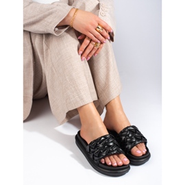 Crne papuče na debeloj Shelovet platformi crna 1