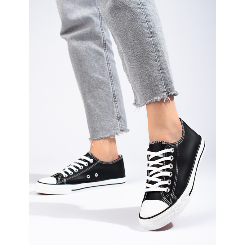 Klasične crne tenisice Shelovet od eko kože crno 1