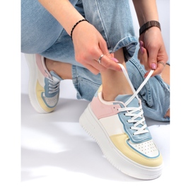 Raznobojne tenisice na debeloj Shelovet platformi ružičasta 1