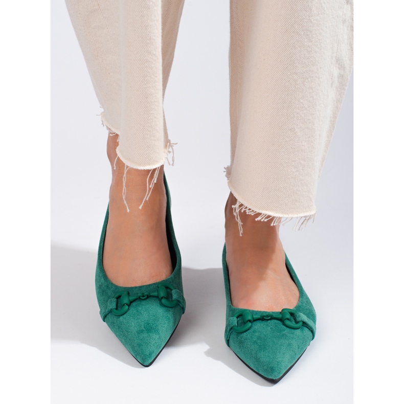 Shelovet ženske balerinke od zelene antilop kože zelena 1