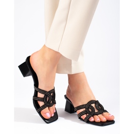 Ženske elegantne crne Shelovet papuče na stup crna 1