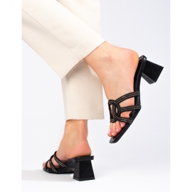 Ženske elegantne crne Shelovet papuče na stup crna 2