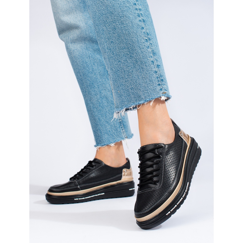 Shelovet crne kožne sportske cipele crno 1