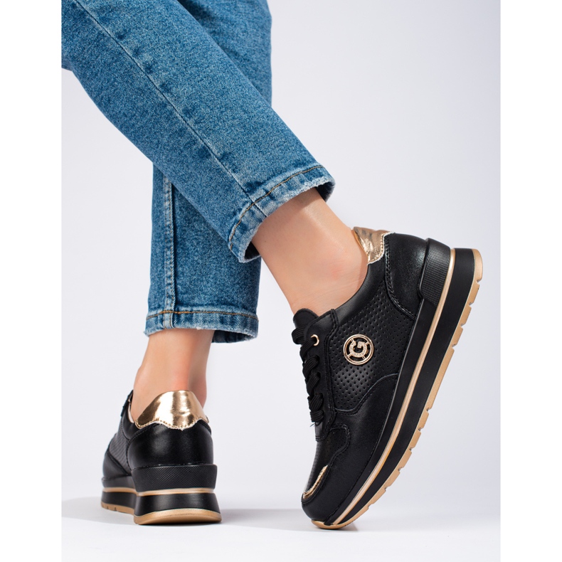 Crne kožne tenisice na platformi Shelovet crno 1