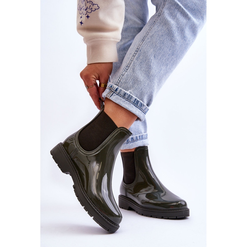 BM Ženske kaloše Chelsea čizme tamnozelene Larone zelena 2