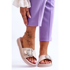 BM Ženske papuče s platformom s Beneca Beneca dekoracijom bež 1