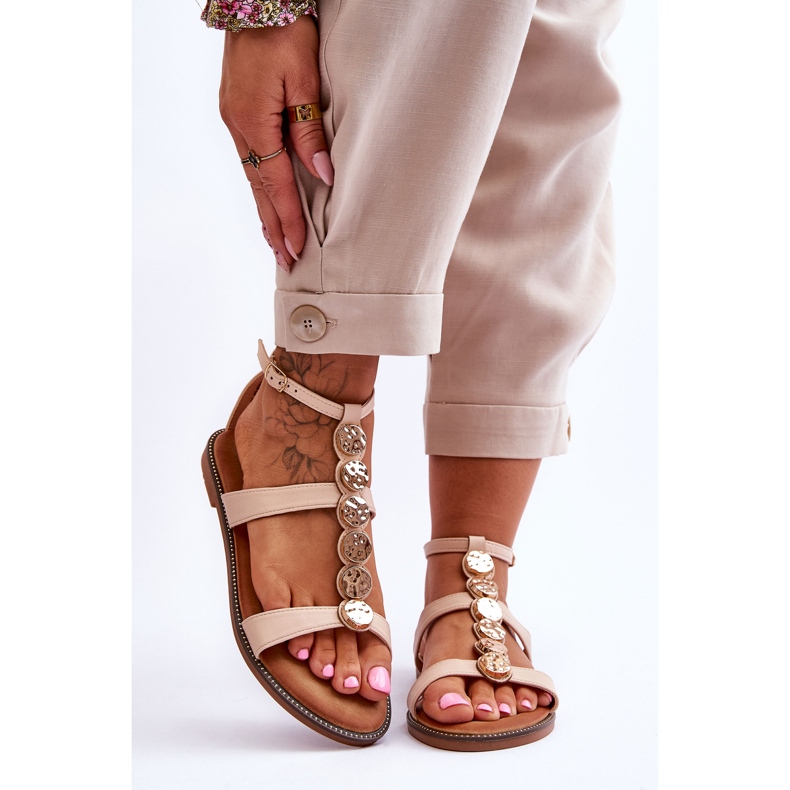 PG1 Ženske sandale s ukrasnim remenom Beige Rochelle bež 1