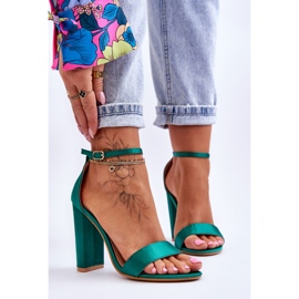 Zelene Linsy satenske sandale na visoku petu zelena 1