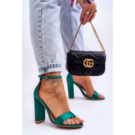 Zelene Linsy satenske sandale na visoku petu zelena 2