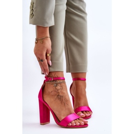 Satenske sandale na visoku petu Fuchsia Linsy ružičasta 1