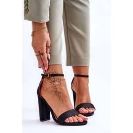 Satenske sandale na visoku petu Black Linsy crno 1