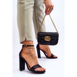 Satenske sandale na visoku petu Black Linsy crno 2