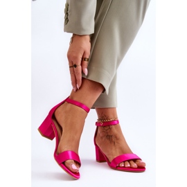 PG1 Satenske sandale na nisku petu boje Fuchsia Juliet ružičasta 2