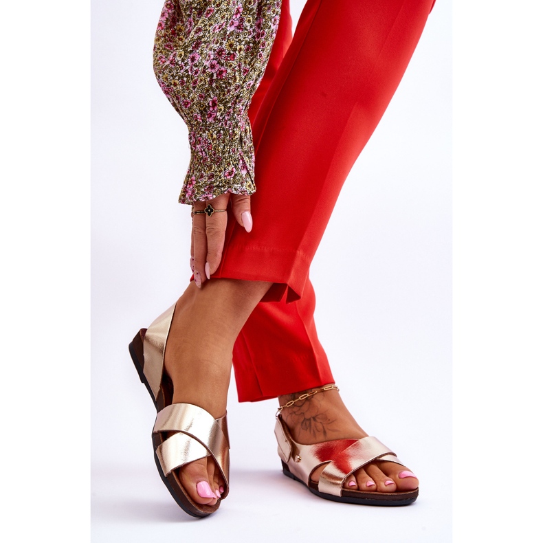 Lemar Zlatne Addison kožne sandale na čičak zlatni 2