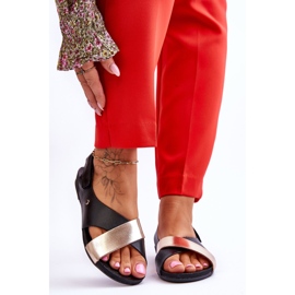 Lemar Kožne sandale s crnim i zlatnim dodacima crno 1