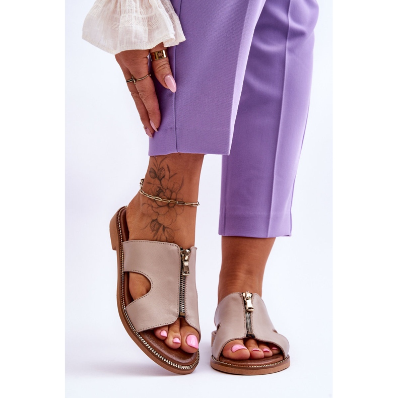 Lemar Ženske papuče s ukrasnim patentnim zatvaračem Bež Clarence 1