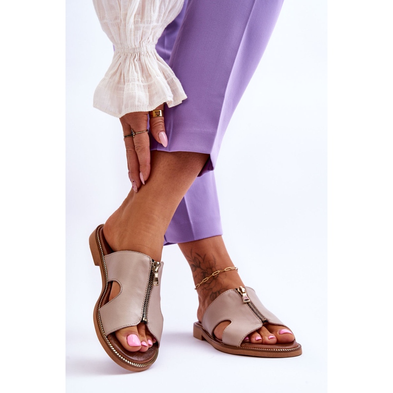 Lemar Ženske papuče s ukrasnim patentnim zatvaračem Bež Clarence 2