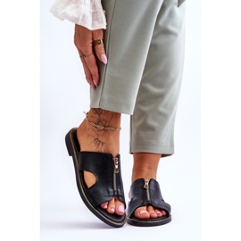 Lemar Ženske papuče s ukrasnim patentnim zatvaračem Black Clarence crno 1