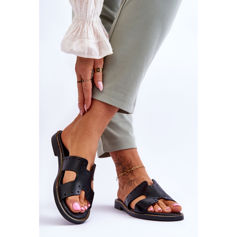 Lemar Ženske papuče s ukrasnim izrezima Black Emily crna 2