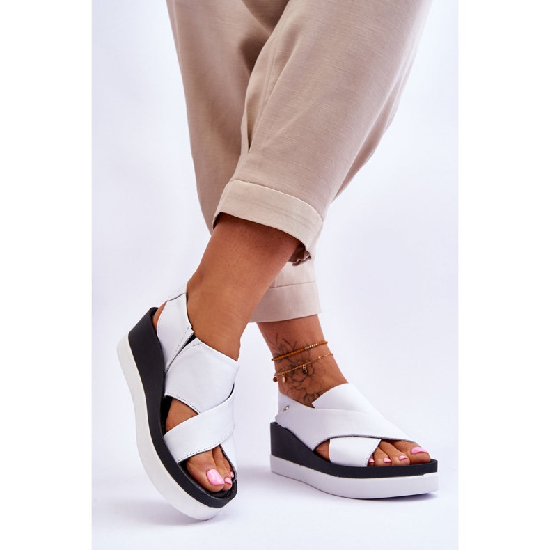Lemar Bijele Morgan kožne sandale na platformu bijela 2