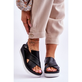 Lemar Crne kožne sandale na tanku Morgan crna 1