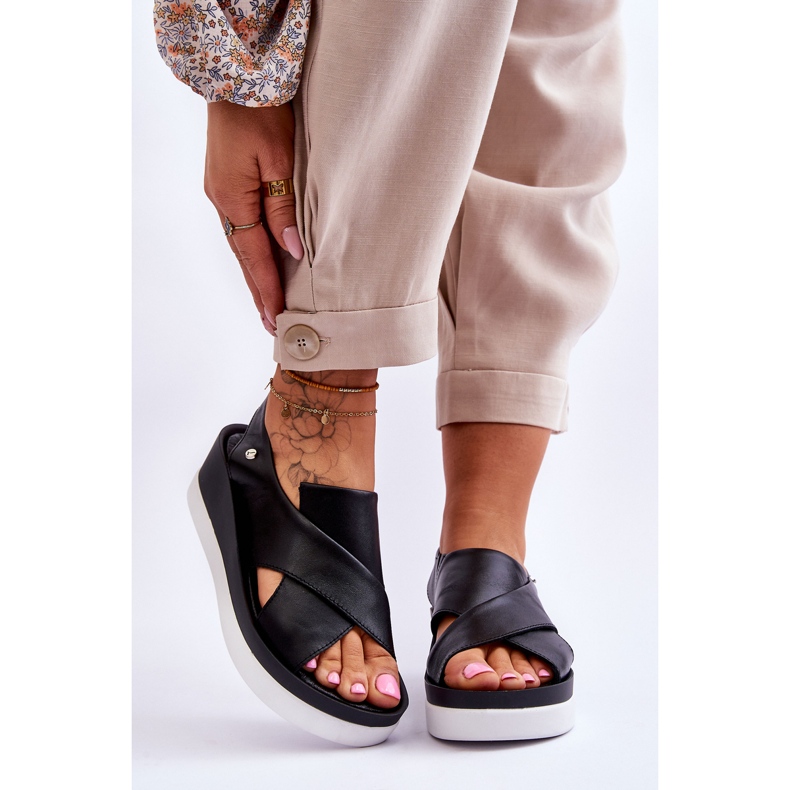 Lemar Crne kožne sandale na tanku Morgan crno 1